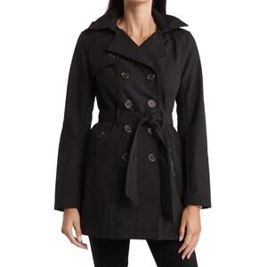 Sebby Collection Soft Shell Trench Coat Black Size Small
